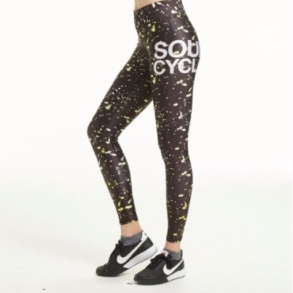 Terez for Soulcycle Paint Splatter Leggings High Rise Waist Black Size Small - Picture 4 of 13